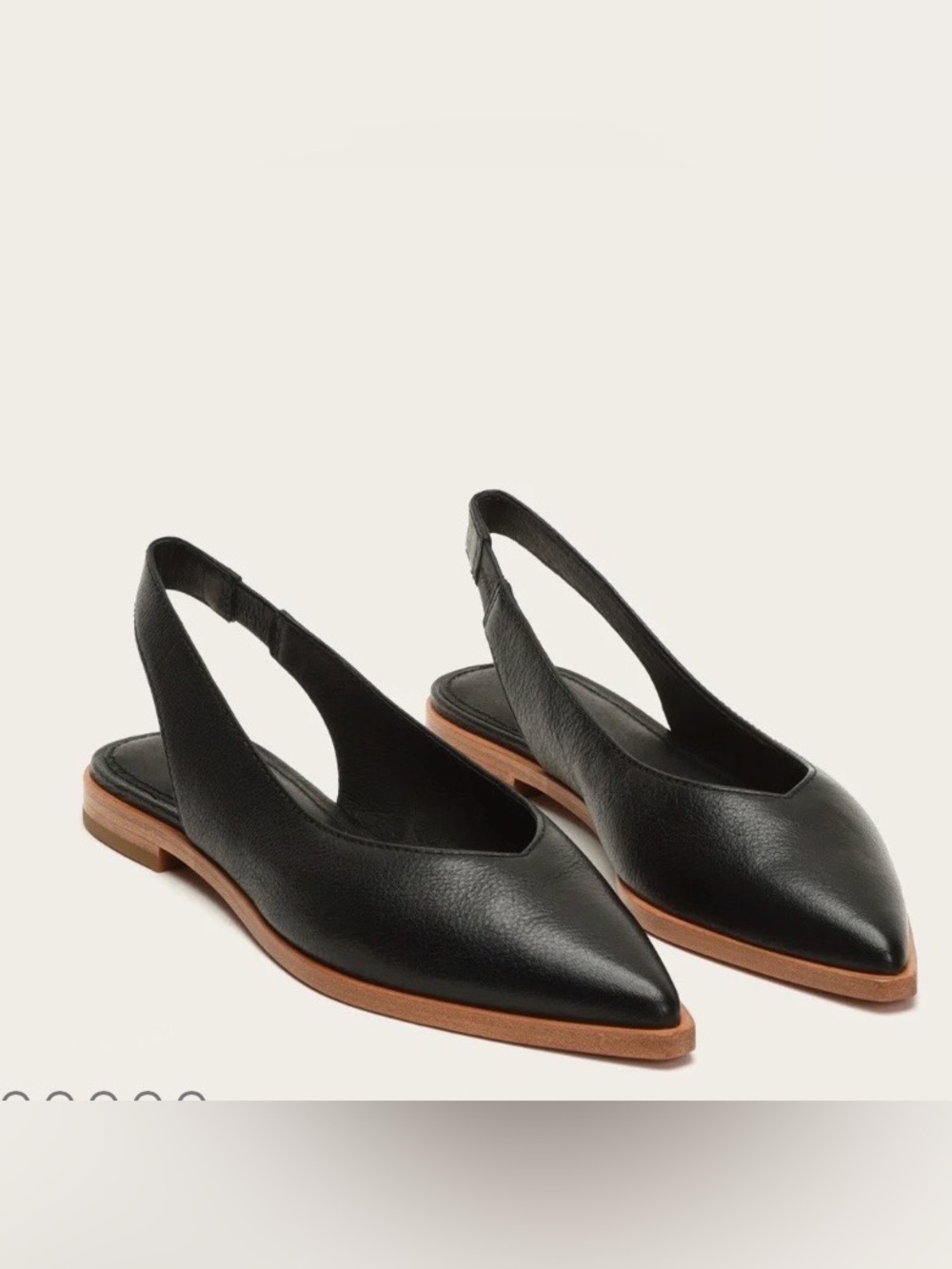 Frye Black Leather Pointed Slingback Flats